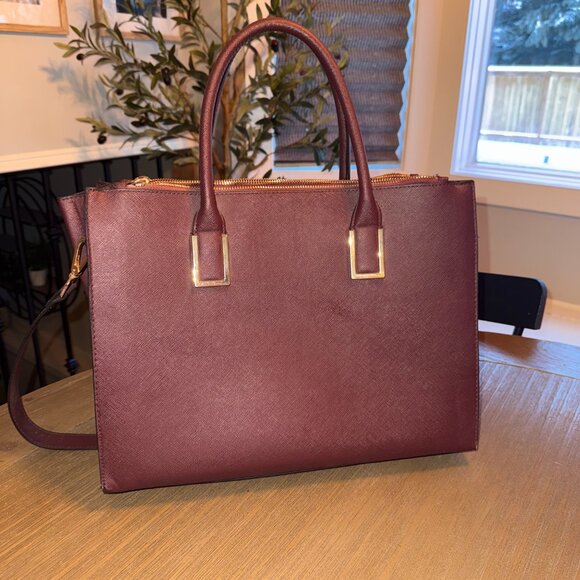H & M Satchel Handbag BURGUNDY - Picture 2 of 5